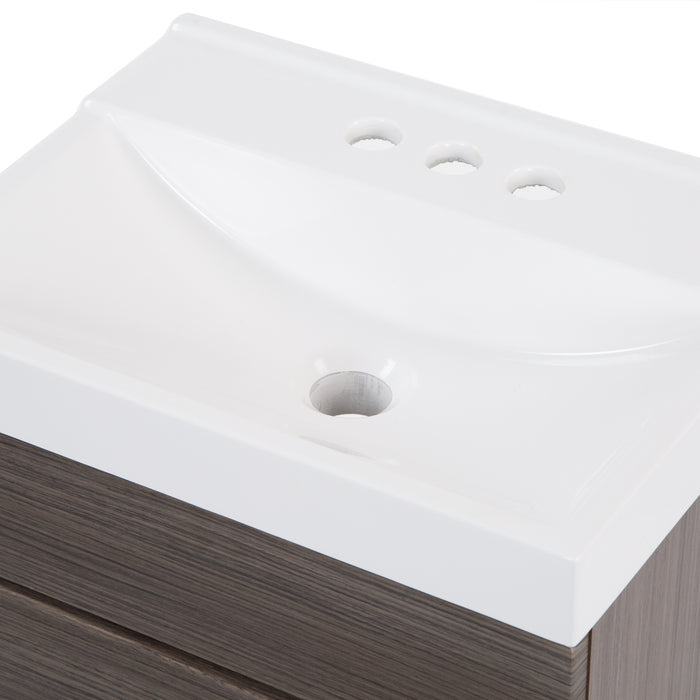 4" centerset predrilled white cultured marble sink top with integrated rectangular sink on Merton vanity