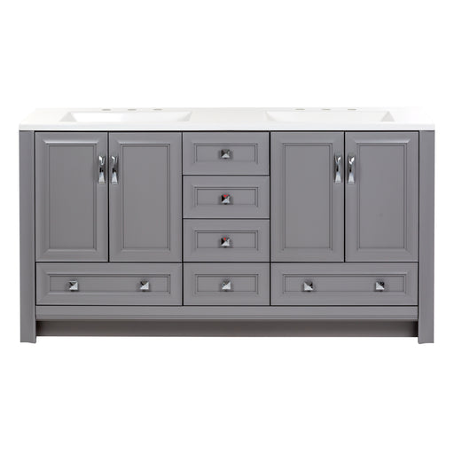 Nimay 60.25-in gray double-sink bathroom vanity with 2 cabinets, 6 drawers, and sink top