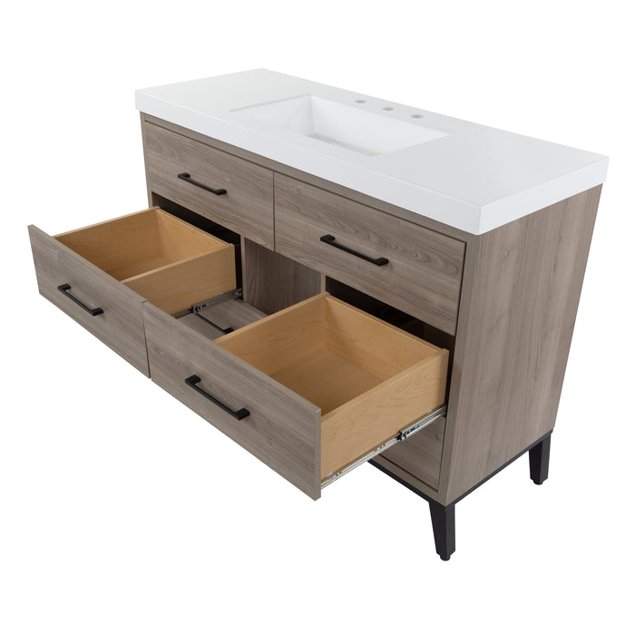 49" Modern Bathroom Vanity With 6 Drawers and White Sink Top