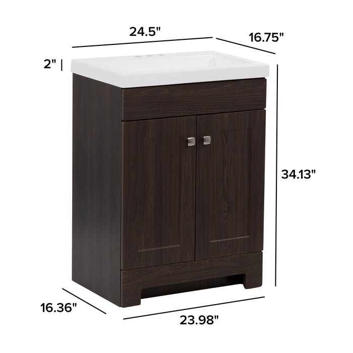 Wharton Bathroom Cabinet Vanity dimensions: 24.5" W x 16.75" D x 34.13" H