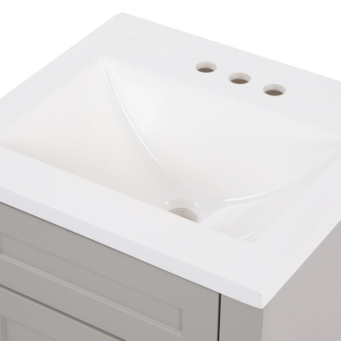 4" centerset predrilled white cultured marble sink top with integrated rectangular sink on Wyre vanity