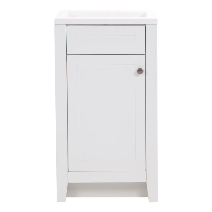 Wyre 18.25" W white shaker-style 1-door bathroom vanity with satin nickel pull, white sink top