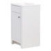 Right side of Wyre 18.25" W white shaker-style 1-door bathroom vanity with satin nickel pull, white sink top