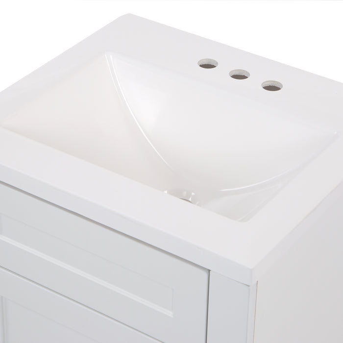 4" centerset predrilled white cultured marble sink top with integrated rectangular sink on Wyre vanity