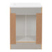 Open back of Wyre 24.5" W gray cabinet-style bathroom vanity with 2 Shaker doors