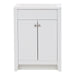 Wyre 24.5" W white cabinet-style bathroom vanity with 2 Shaker doors, satin nickel pulls, white sink top