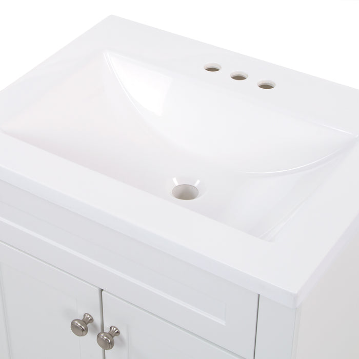4" centerset predrilled white cultured marble sink top with integrated rectangular sink on Spring Mill Cabinets Wyre vanity