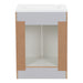 Open back of Yereli 24.25" W gray cabinet-style bathroom vanity with 2 Shaker doors