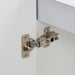 Closeup of 6-way adjustable hinges on Yereli 24.25" W bathroom vanity with 2 Shaker doors