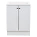 Yereli 24.25" W white cabinet-style bathroom vanity with 2 Shaker doors, brushed nickel pulls, white sink top