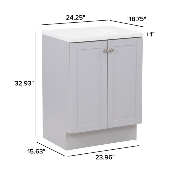 Yereli 24" W Freestanding Gray Bathroom Cabinet Dimensions: 24.25" W x 18.75" D x 32.93" H