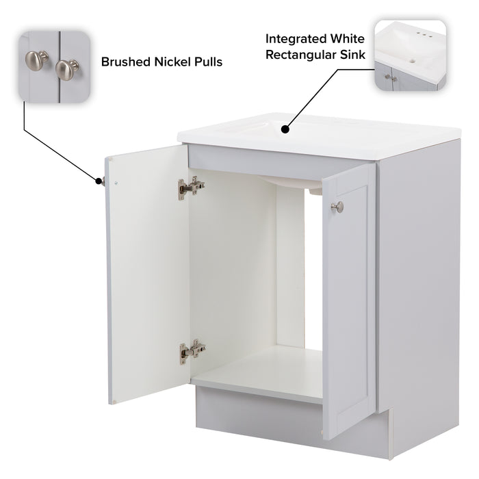 Yereli 24" W Freestanding gray Bathroom Cabinet Features: Sink top, doorknobs