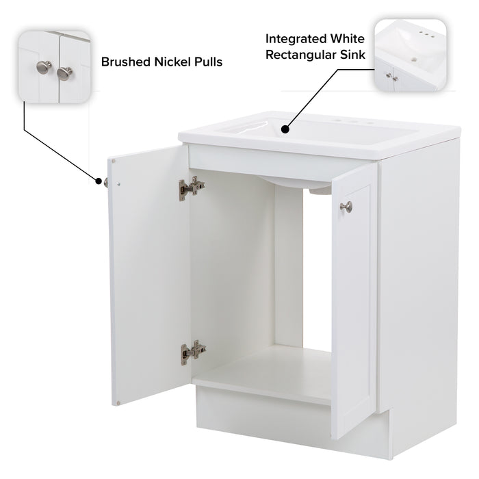 Yereli 24" W Freestanding white Bathroom Cabinet Features: Sink top, doorknobs