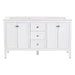 Cartland 61-in double-sink white bathroom vanity with two 2-door cabinets, 3 drawers, granite-look sink top