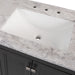 Predrilled sink top on Cartland 61-in double-sink gray bathroom vanity with two 2-door cabinets, 3 drawers, granite-look sink top