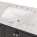 Predrilled sink top of Cartland 61-in double-sink gray bathroom vanity with two 2-door cabinets, 3 drawers, granite-look sink top
