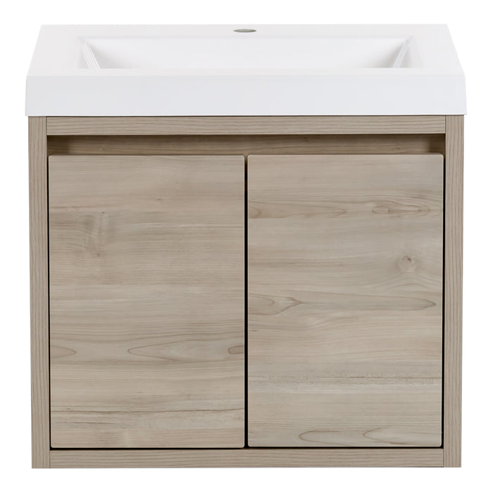 24.5" Small Floating Bathroom Vanity With 2-Door Cabinet and White Sink Top