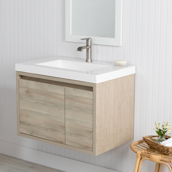 30.5" Modern Floating Vanity With Side Drawer and White Sink Top