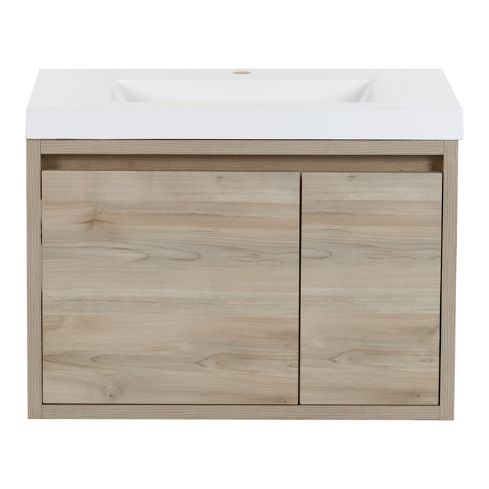 30.5" Modern Floating Vanity With Side Drawer and White Sink Top