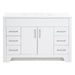 Front of Salil 48 inch 2-door, 4-drawer white bathroom vanity with white sink top