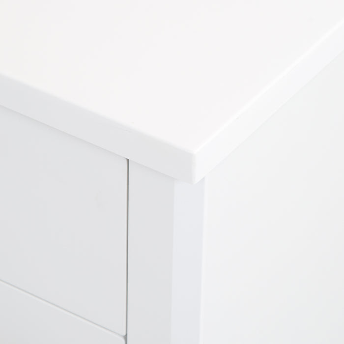 Corner of Salil 48 inch 2-door, 4-drawer white bathroom vanity with white sink top