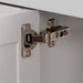 Adjustable hinge on Destan 48 in. bathroom vanity with 4 drawers, cabinet, polished chrome hardware, white sink top 