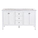 Cartland 61-in double-sink white bathroom vanity with two 2-door cabinets, 3 drawers, granite-look sink top