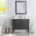 Fordwin 37 in furniture-style gray vanity with granite-look sink top installed in bathroom with mirror