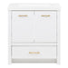 Hali 30.5 small white bathroom vanity with 2-door cabinet, 1 drawer, brushed gold hardware, white sink top
