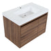 Top view of Kelby 30.5" W woodgrain floating bathroom vanity with 1 flat-panel door and 1 drawer, white sink top